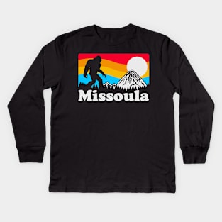 Missoula Montana Bigfoot, Funny Sasquatch Montana Missoula Kids Long Sleeve T-Shirt